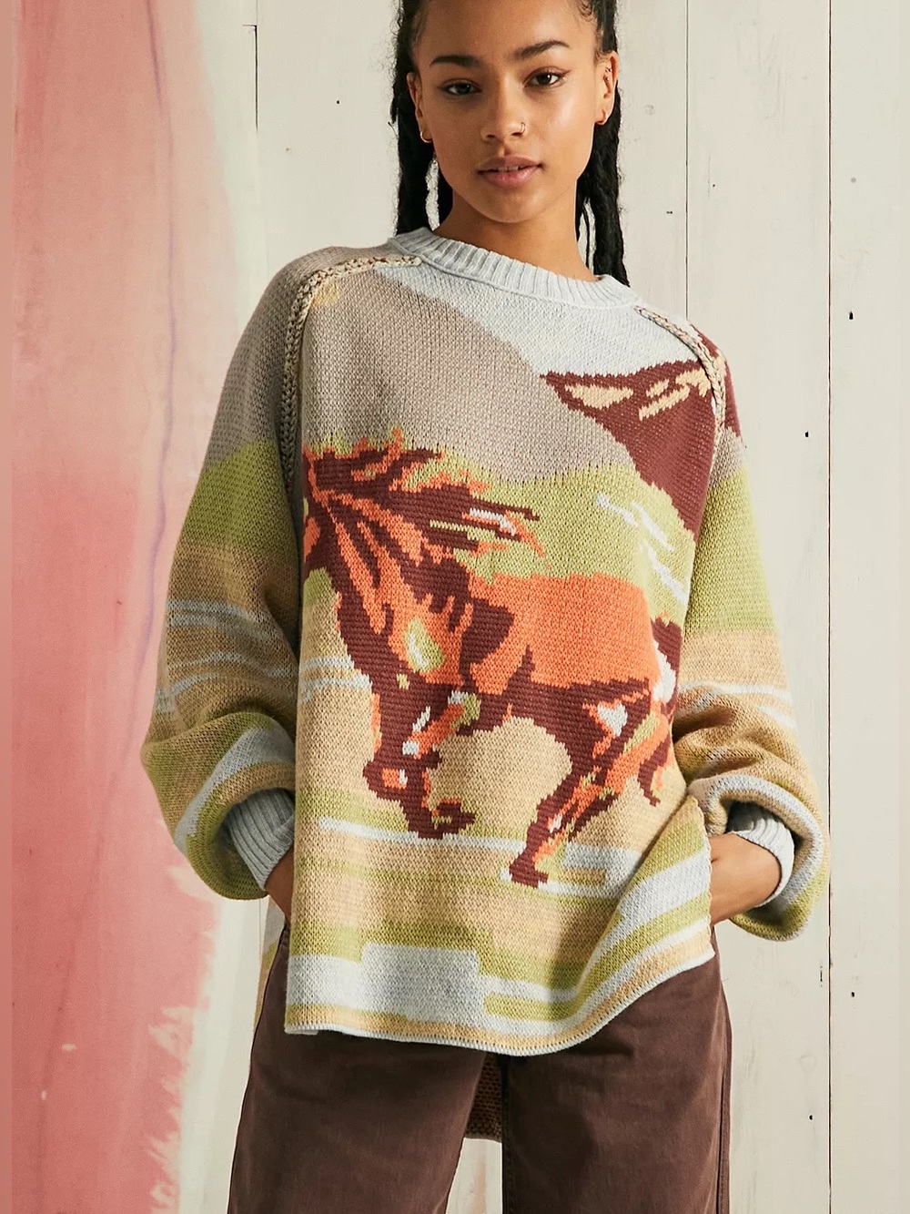 Urban Outfitters BDG On The Range Horse Knit Sweater - Picture 1 of 10